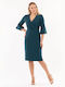 BelleFille Mini Dress 3/4 Sleeve Wrap Blue