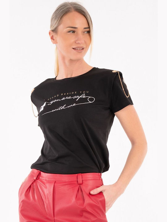 BelleFille Damen T-shirt Schwarz