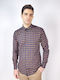 Long Sleeve Shirt in Narrow Fit Checked Blue