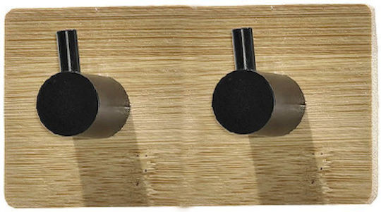 General Trade Wooden Wall Hanger 2 Hooks Brown 9x3.2x4.5cm