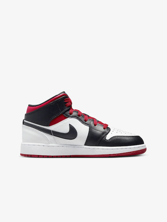 Nike Παιδικά Sneakers High Air Jordan 1 Λευκό / Μαύρο / Gym Red