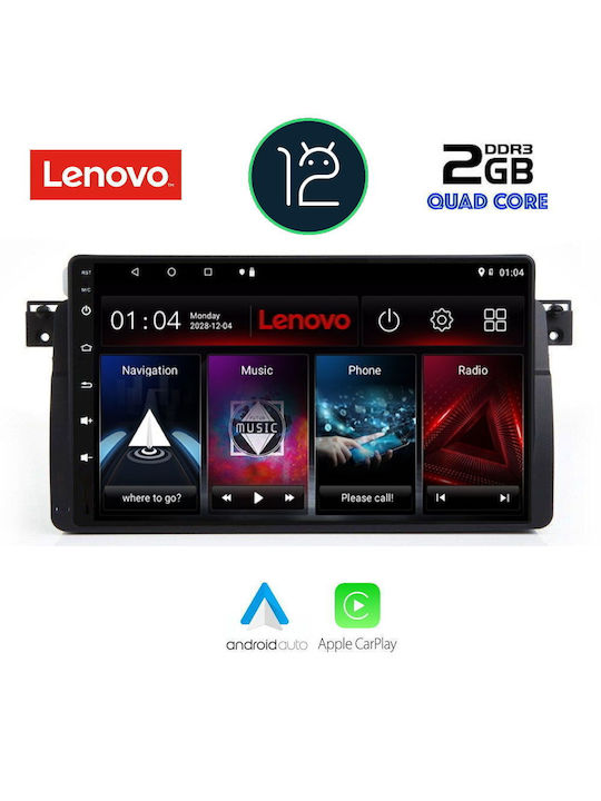 Lenovo Car-Audiosystem für BMW E46 / Serie 3 / Serie 3 (E46) 1998-2005 (Bluetooth/USB/AUX/WiFi/GPS/Apple-Carplay) mit Touchscreen 9"