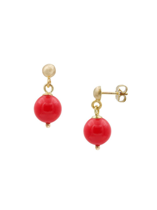 Tasoulis Jewellery Collection Cercei Cercei cu pandantiv din Aur 14K cu pietre și perle