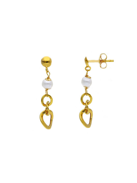 Mentzos Earrings Dangling made of Gold 9K with Pearls