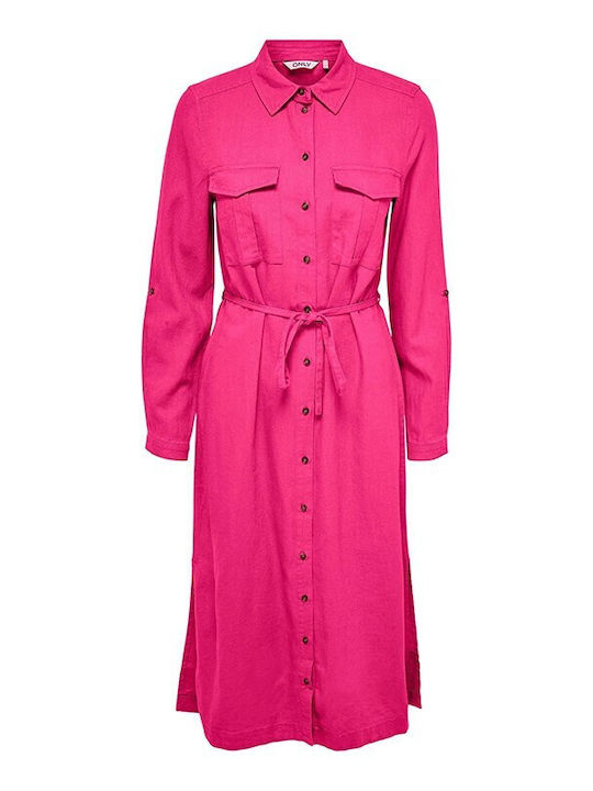 Only Summer Midi Shirt Dress Dress Fuchsia