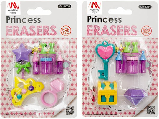 QiHao Σετ Γόμες για Μολύβι Fancy Princess (Διάφορα Σχέδια/Χρώματα) 4τμχ