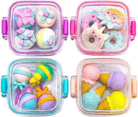 QiHao Eraser Set for Pencil and Pen Delicious Desserts (Μiscellaneous Designs/Colors) 4pcs