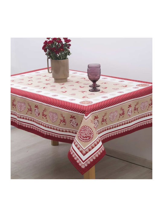 Dimeco Christmas Tablecloth Fabric Red L180xW140cm 1pcs