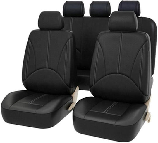 Car Cover Set 9pcs Leatherette Black