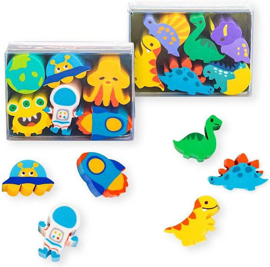 Aristo Eraser for Pencil and Pen Dino & Space (Μiscellaneous Designs/Colors) 6pcs