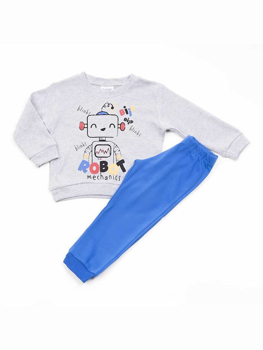 Trax Set Top & Bottom Kids Winter Cotton Pyjamas Gray