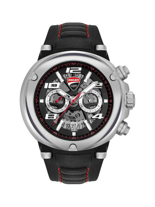 Ducati Uhr Chronograph Batterie mit Schwarz Lederarmband