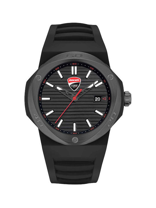 Ducati Watch Battery with Black Rubber Strap