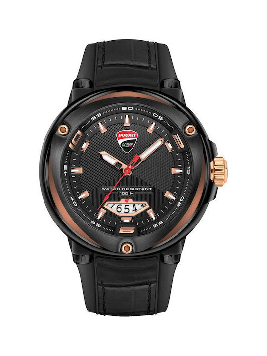 Ducati Watch Battery with Black Leather Strap