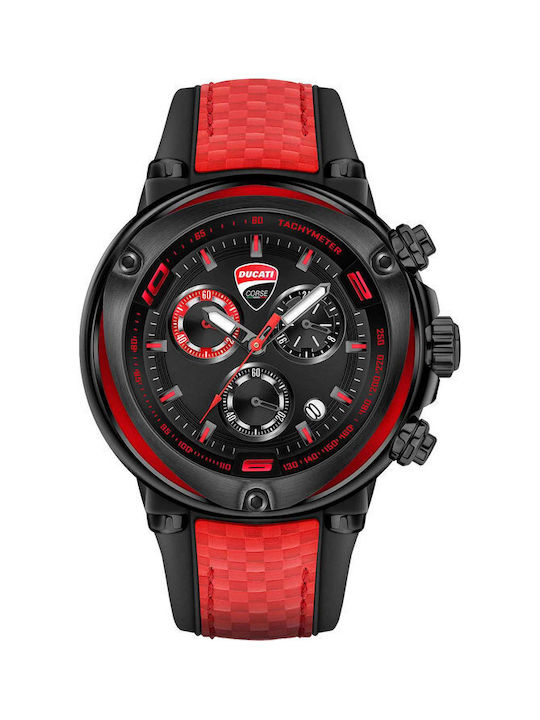 Ducati Watch Chronograph Battery with Red Leather Strap