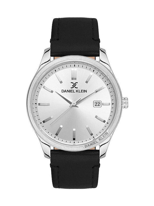Daniel Klein Ανδρικό Ρολόι 43mm Μπαταρίας με Μαύρο Δερμάτινο Λουράκι