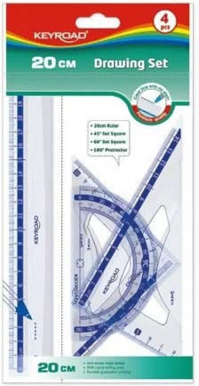 Keyroad Set von 4 geometrischen Instrumenten Kunststoff Transparente
