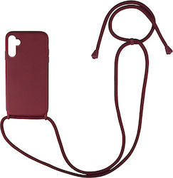 Sonique CarryHang Back Cover Silicone 0.5mm with Strap Burgundy (Galaxy A04s)