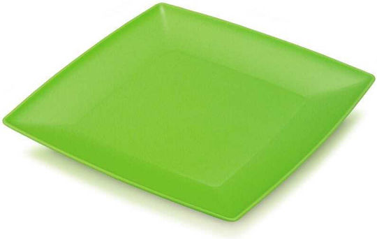 Viosarp Plate Shallow Square Plastic Green 19x19cm