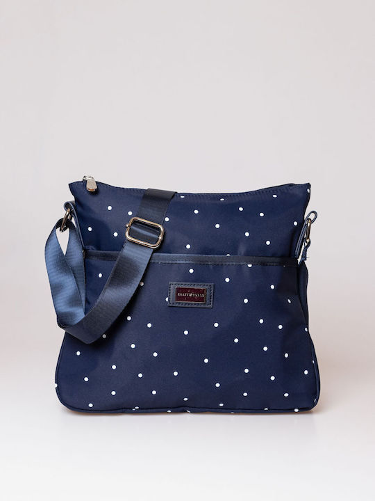 Women's Bag Shoulder Navy Blue Dotted