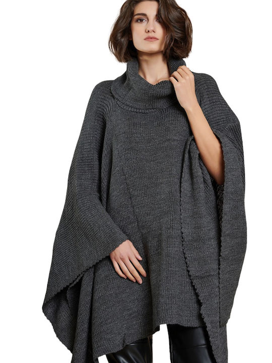 Christelle Fashion Μακριά Γυναικεία Πλεκτή Ζακέτα σε Γκρι Χρώμα