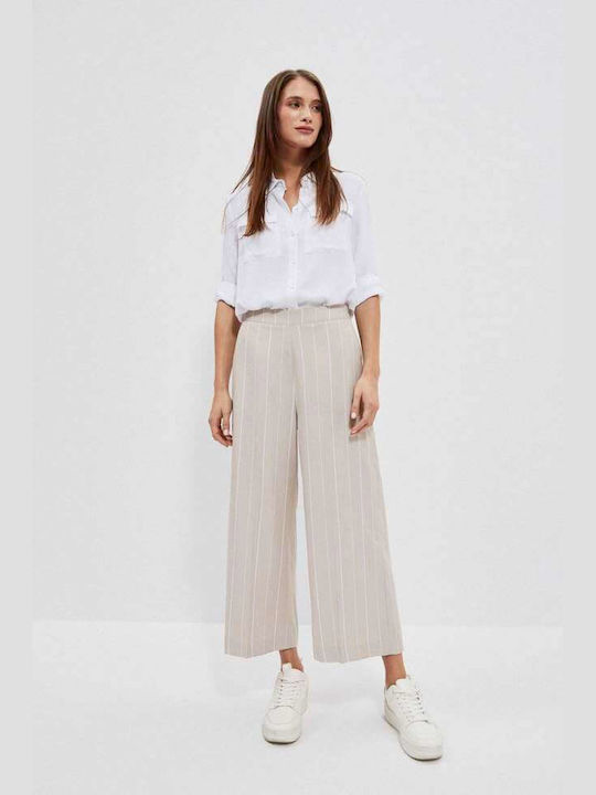 Make your image Women's Fabric Trousers Striped Beige