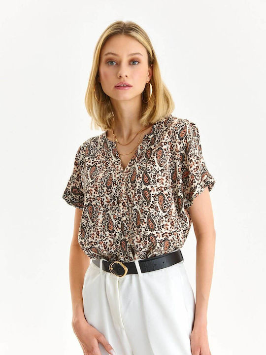 Make your image Damen Sommer Bluse Kurzärmelig Mehrfarbig