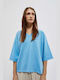 Make your image Women's Blouse with 3/4 Sleeve & V Neckline Light Blue