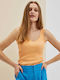 Make your image Damen Sommer Bluse Baumwolle Ärmellos Orange