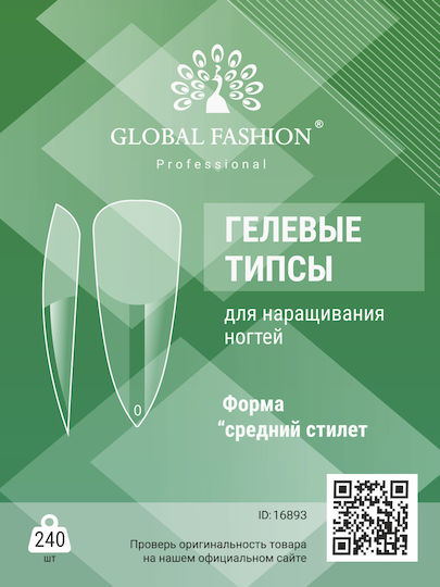 Global Fashion Sfaturi pentru unghii Transparente 240buc 75714