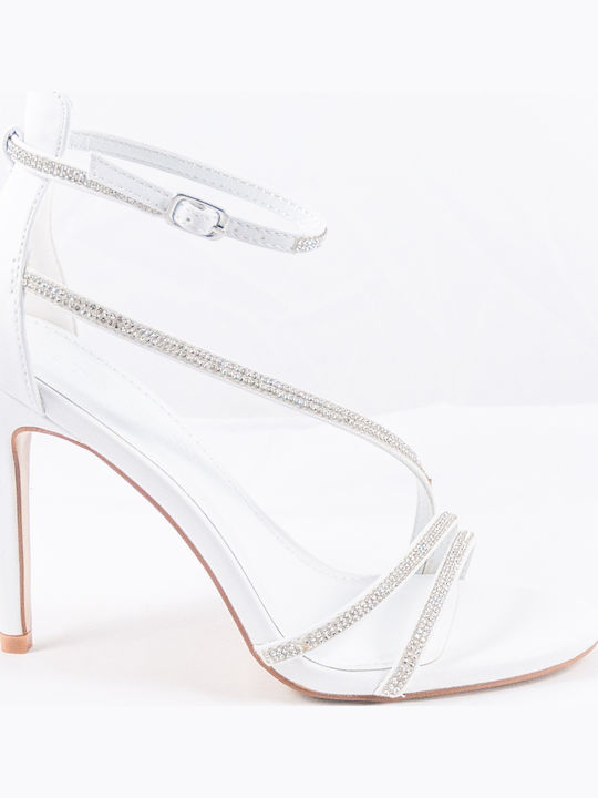 Leather Sandals with Strass White