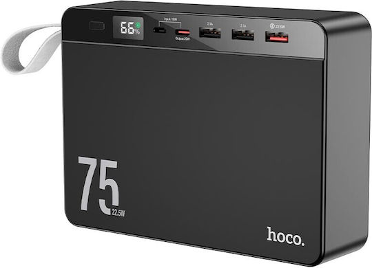 Hoco J94 Overlord Power Bank 75000mAh 22.5W mit 3 USB-A Anschlüssen und USB-C Anschluss Schwarz