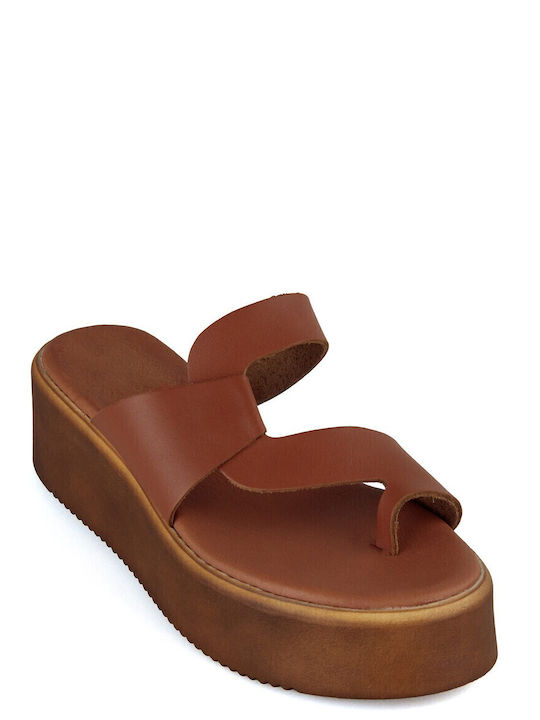 Hera Sandals Δερμάτινα Σανδάλια Καφέ