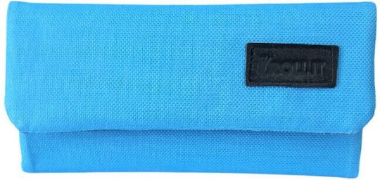 Handgefertigte Stoff Tabaktasche Hellblaue mit Magnetverschluss 15,5x8cm