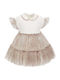Kinderkleid Kurzärmelig Tüll Tierdruck Ecru