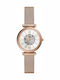 Fossil Γυναικείο Ρολόι 28mm Μπαταρίας με Ροζ Χρυσό / Ροζ Χρυσό Μεταλλικό Μπρασελέ