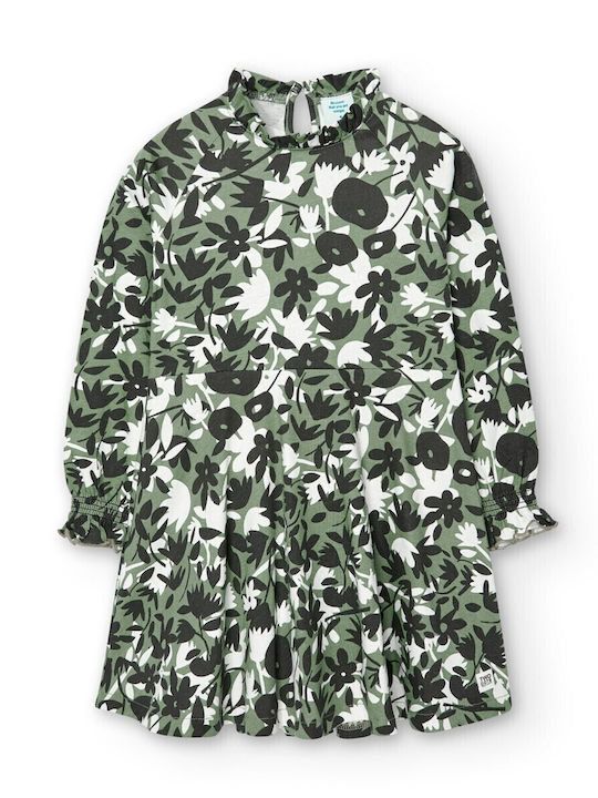 Kinderkleid Langärmelig Blumen Grün