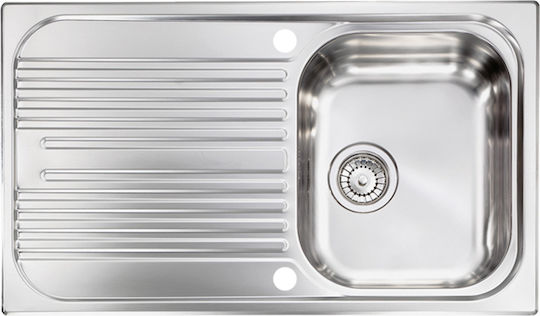 Sanitec Atlantic Drop-In Küchenspüle Rechts Inox Satiniert M86xB50cm Silber