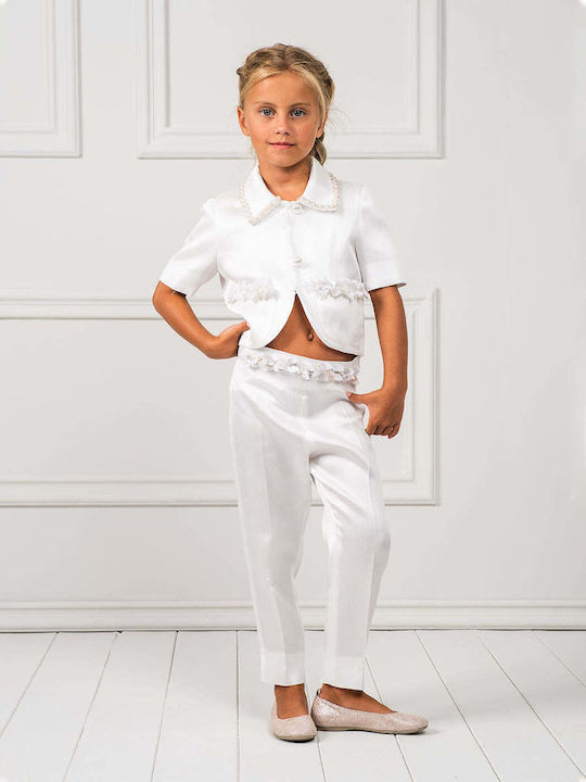 Designer's Cat Set of Kids Blouses White