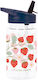 A Little Lovely Company Strawberries Παιδικό Παγούρι Πλαστικό με Καλαμάκι 450ml