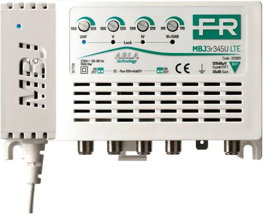 Fracarro MBj2r3UUT2 223619 με Φίλτρο 5G 2UHF 25db-115dB Κεντρικός Ενισχυτής AS-20.20.003