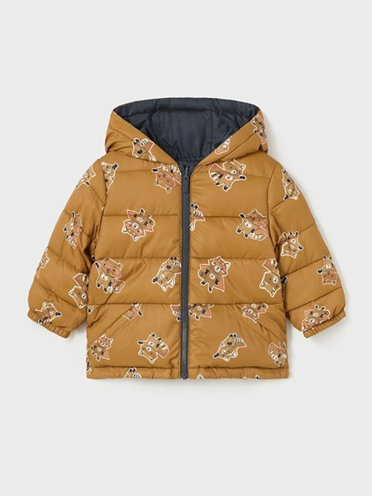 Kids' Quilted Jacket Short Double Sided with Hood Anthracite
