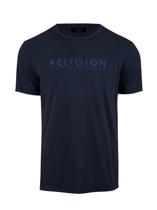 Religion T-shirt Bărbătesc cu Mânecă Scurtă Albastru marin