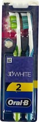 Oral-B 3D White Manual Toothbrush Medium Green/Blue 2pcs