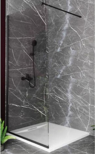 Orabella Serena Διαχωριστικό Ντουζιέρας 60x200cm Clean Glass Black Matt