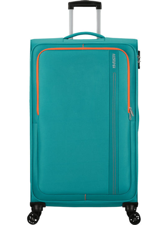 American Tourister Sea Seeker Large Fabric Suitcase Aqua Green With 4 Wheels Height 80cm