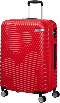American Tourister Mickey Clouds Children's Medium Travel Suitcase Hard Red with 4 Wheels Height 65cm.