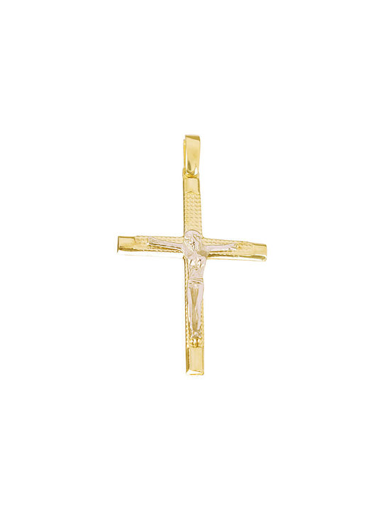 Gatsa Herren Gold Kreuz 14K mit dem Gekreuzigten