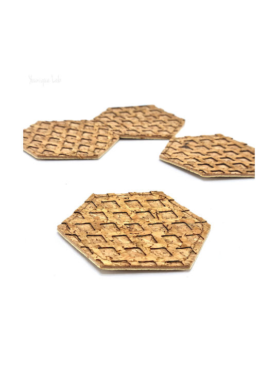 Round Cork Beige Coasters 4pcs