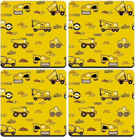 Koupakoupa Wooden Yellow Coasters 4pcs